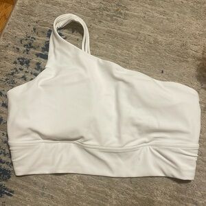 Athleta White one shoulder sports bra. Size large.